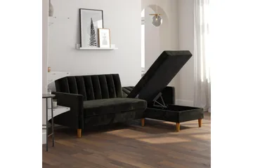 Celine 3-sits Divansovesofa Fløyel/Svart - Dorel Home - Møbler - Sofaer - Sovesofaer - Sovesofa divan