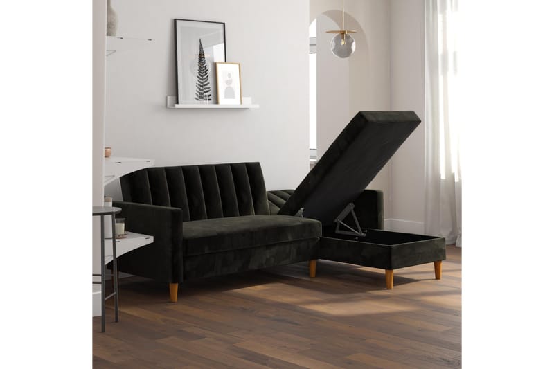 Celine 3-sits Divansovesofa Fløyel/Svart - Dorel Home - Møbler - Sofaer - Sovesofaer - Sovesofa divan