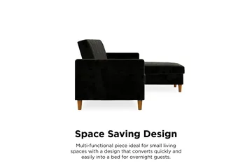 Celine 3-sits Divansovesofa Fløyel/Svart - Dorel Home - Møbler - Sofaer - Sovesofaer - Sovesofa divan