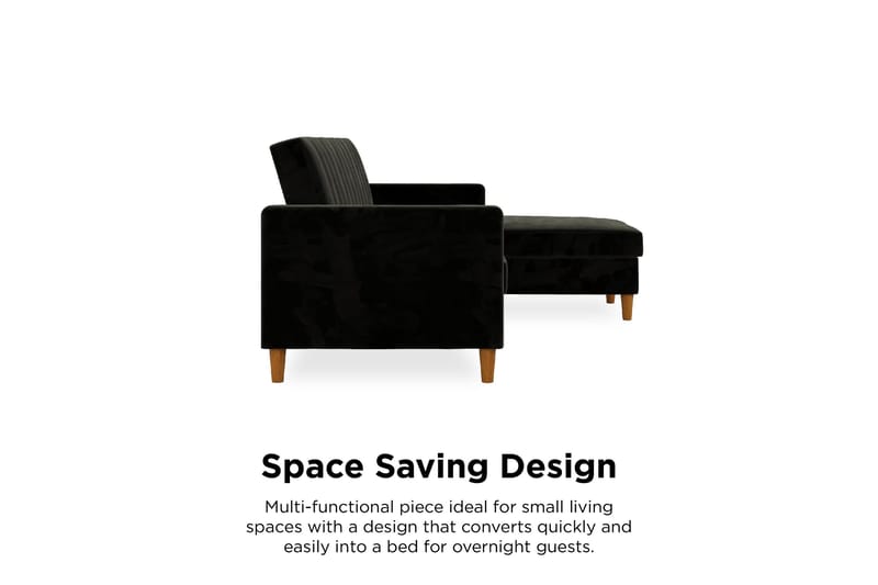 Celine 3-sits Divansovesofa Fløyel/Svart - Dorel Home - Møbler - Sofaer - Sovesofaer - Sovesofa divan