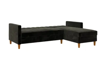 Celine 3-sits Divansovesofa Fløyel/Svart - Dorel Home - Møbler - Sofaer - Sovesofaer - Sovesofa divan