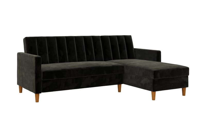 Celine 3-sits Divansovesofa Fløyel/Svart - Dorel Home - Møbler - Sofaer - Sovesofaer - Sovesofa divan