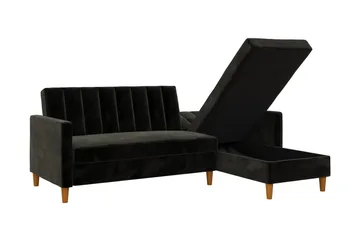 Celine 3-sits Divansovesofa Fløyel/Svart - Dorel Home - Møbler - Sofaer - Sovesofaer - Sovesofa divan