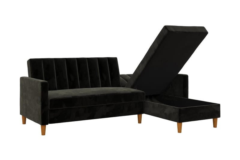 Celine 3-sits Divansovesofa Fløyel/Svart - Dorel Home - Møbler - Sofaer - Sovesofaer - Sovesofa divan
