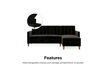 Celine 3-sits Divansovesofa Fløyel/Svart - Dorel Home - Møbler - Sofaer - Sovesofaer - Sovesofa divan