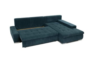 Cerys 3-seter Høyre L-formet Hjørnesovesofa 140x215 cm i Manchesterstoff - Blå - Møbler - Sofaer - Sovesofaer