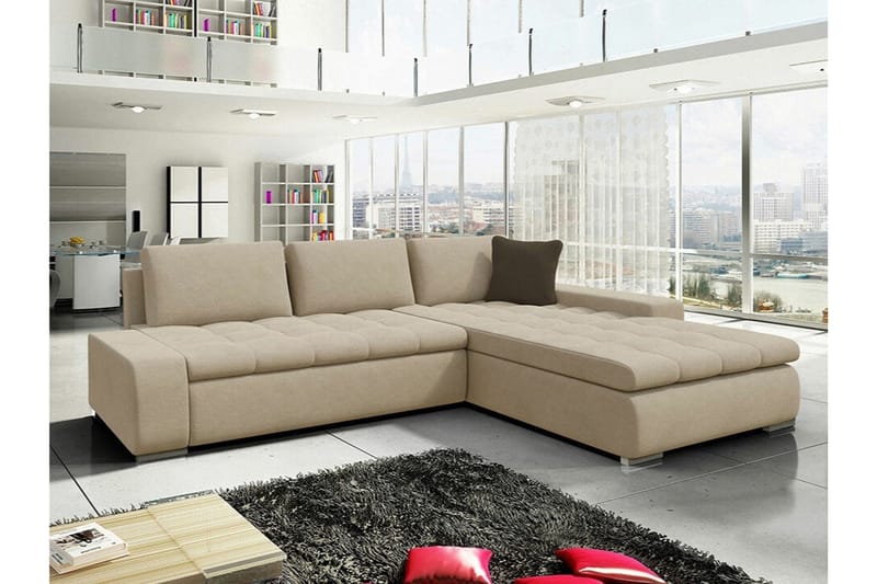 Cerys 3-seters Hjørnesofa - Beige - Sovesofaer - Hjørnesovesofa