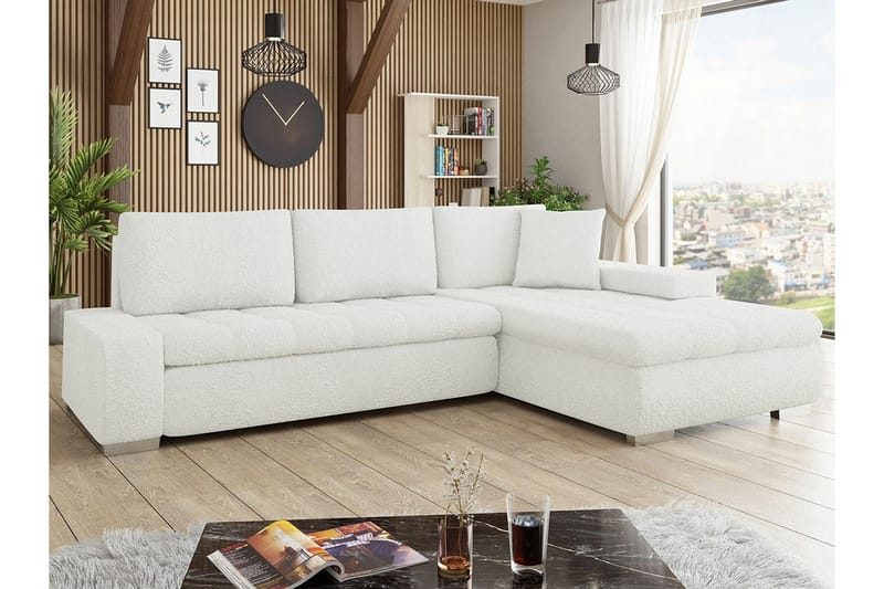 Cerys 3-seters Hjørnesofa - Hvit - Møbler - Sofaer - Sovesofaer