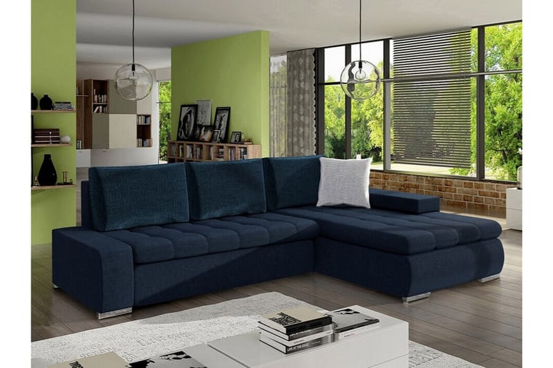 Cerys 3-seters Hjørnesofa - Mørkeblå - Møbler - Sofaer - Sovesofaer