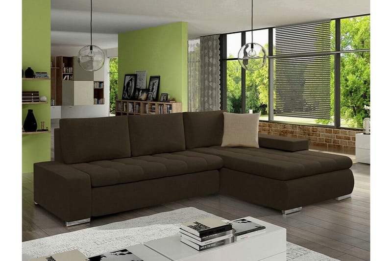 Cerys 3-seters Hjørnesofa - Mørkebrun - Møbler - Sofaer - Sovesofaer