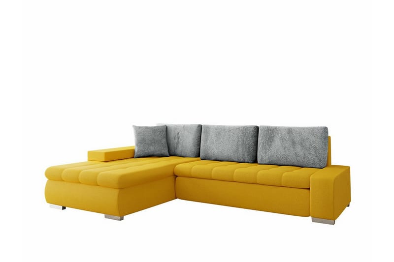 Cerys 3-seters Hjørnesofa - Sennepsgul/Grå - Møbler - Sofaer - Sovesofaer