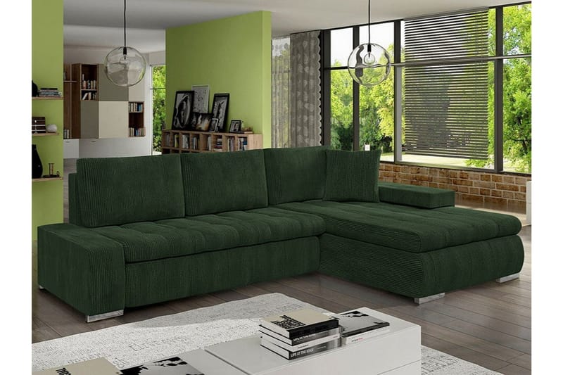 Cerys 3-sits Hörnbäddsoffa NO_BRAND Green - Møbler - Sofaer - Sovesofaer