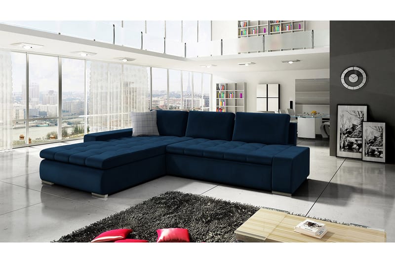 Cerys Hjørnesofa - Mörkblå - Møbler - Sofaer - Sovesofaer