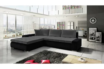 Cerys Hjørnesovesofa Universal 140x252 cm med Oppbevaring i Fløyel - Grå - Møbler - Sofaer - Sovesofaer