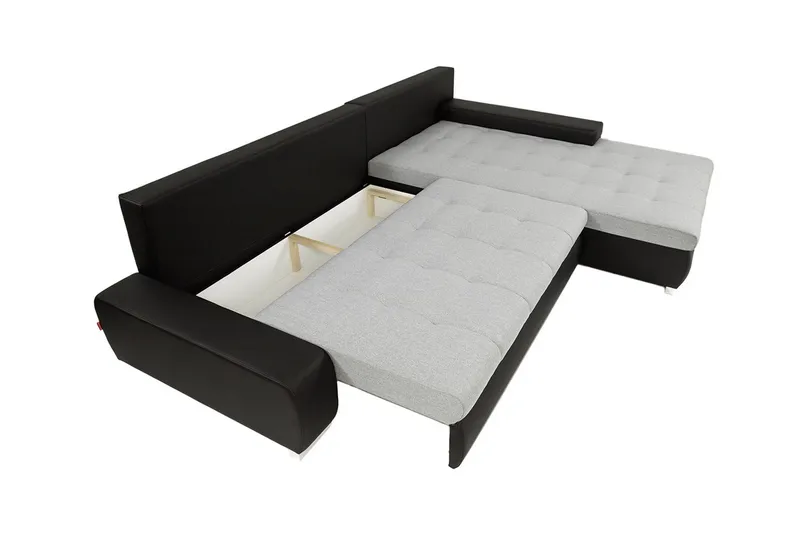 Cerys Hjørnesovesofa Universal 140x252 cm med Oppbevaring i Fløyel - Grå - Møbler - Sofaer - Sovesofaer