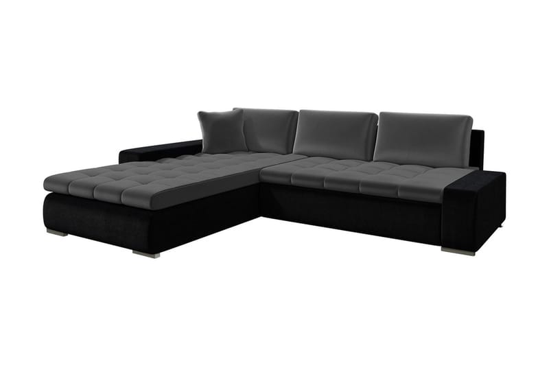 Cerys Hjørnesovesofa Universal 140x252 cm med Oppbevaring i Fløyel, Grå