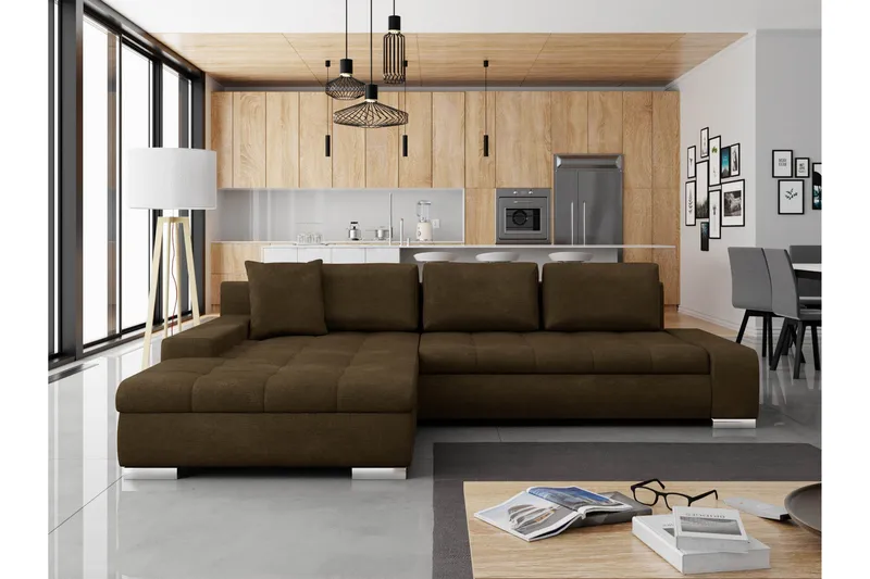 Cerys Sovesofa Med 3-Seters Divan - Brun - Møbler - Sofaer - Sovesofaer