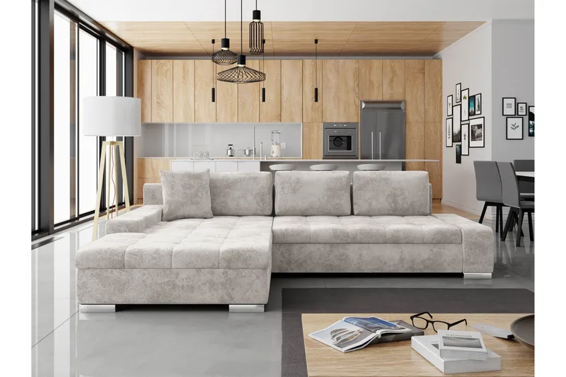 Cerys Sovesofa Med 3-Seters Divan - Grå - Møbler - Sofaer - Sovesofaer