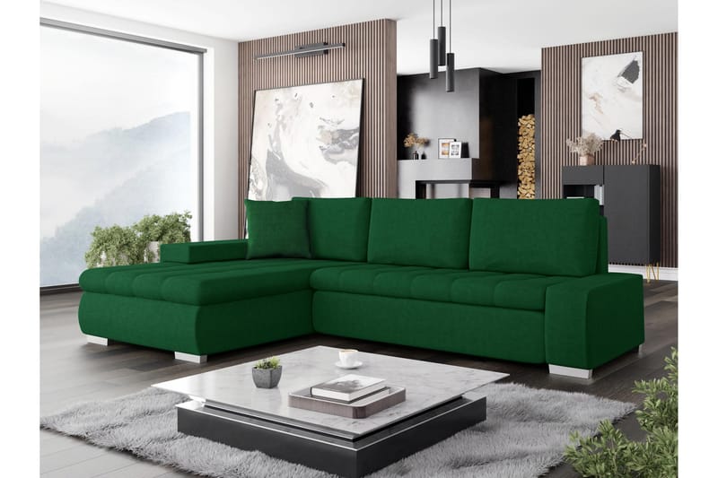 Cerys Sovesofa Med 3-Seters Divan - Grønn - Møbler - Sofaer - Sovesofaer