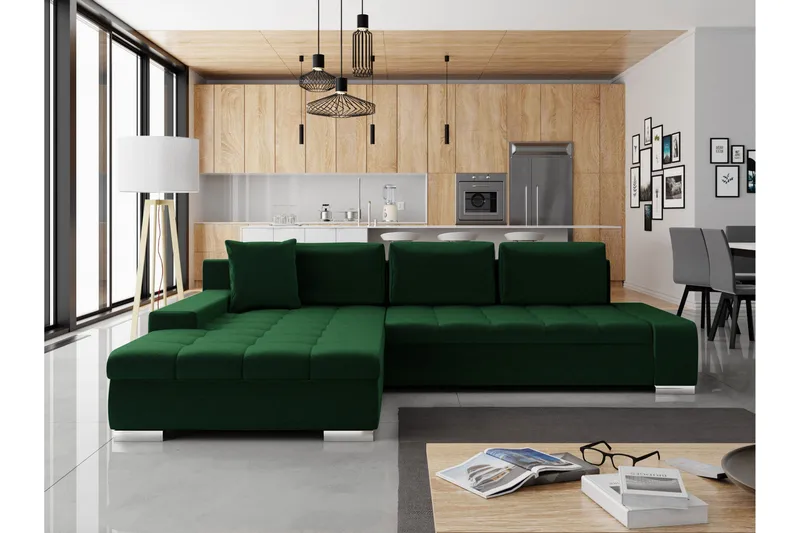 Cerys Sovesofa Med 3-Seters Divan - Grønn - Møbler - Sofaer - Sovesofaer