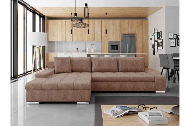 Cerys Sovesofa Med 3-Seters Divan - Rosa - Møbler - Sofaer - Sovesofaer
