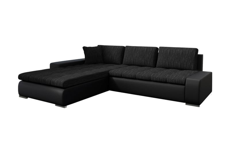 Cerys Sovesofa med Divan Vendbar - Svart - Sovesofaer - Sovesofa divan - Skinnsofaer