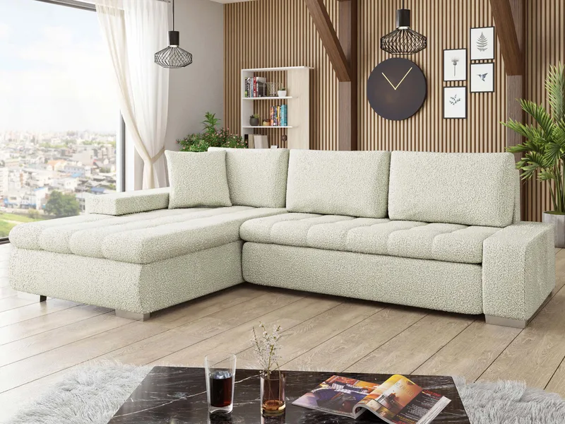 Cerys Sovesofa med sjeselong 4-seter - Beige - Møbler - Sofaer - Sovesofaer
