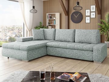 Cerys Sovesofa med sjeselong 4-seter - Grå - Møbler - Sofaer - Sovesofaer