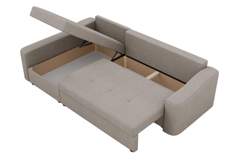 Chaman Sovesofa med Sjeselong 3-seter i Plysj - Beige - Møbler - Sofaer - Sovesofaer