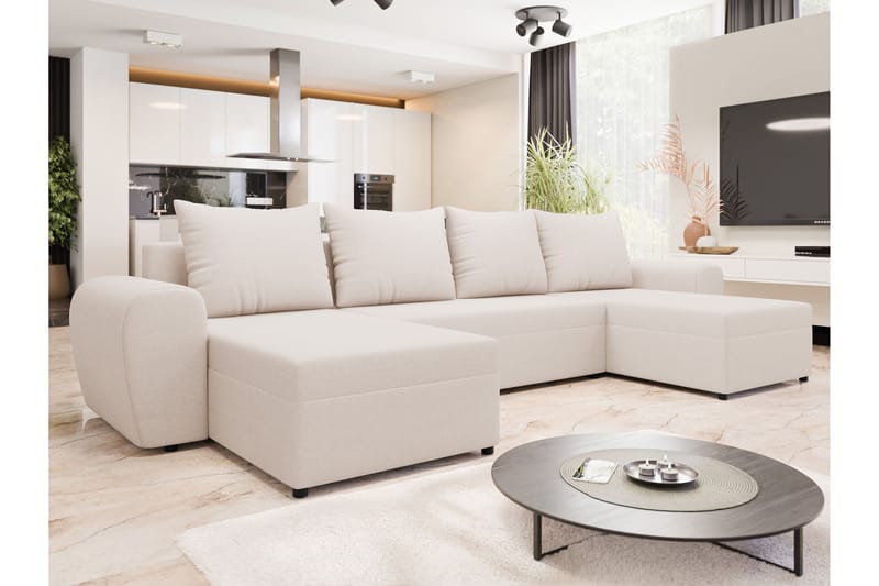 Chameli Sovesofa med Dobbel Sjeselong 4-seter - Beige - Møbler - Sofaer - Sovesofaer