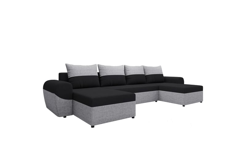 Chameli Sovesofa med Dobbel Sjeselong 4-seter - Lysegrå / Svart - Møbler - Sofaer - Sovesofaer