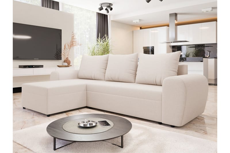 Chameli Sovesofa med Sjeselong 3-seter - Beige - Møbler - Sofaer - Sovesofaer