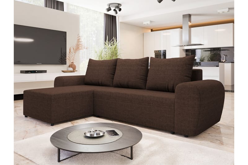 Chameli Sovesofa med Sjeselong 3-seter - Brun - Møbler - Sofaer - Sovesofaer