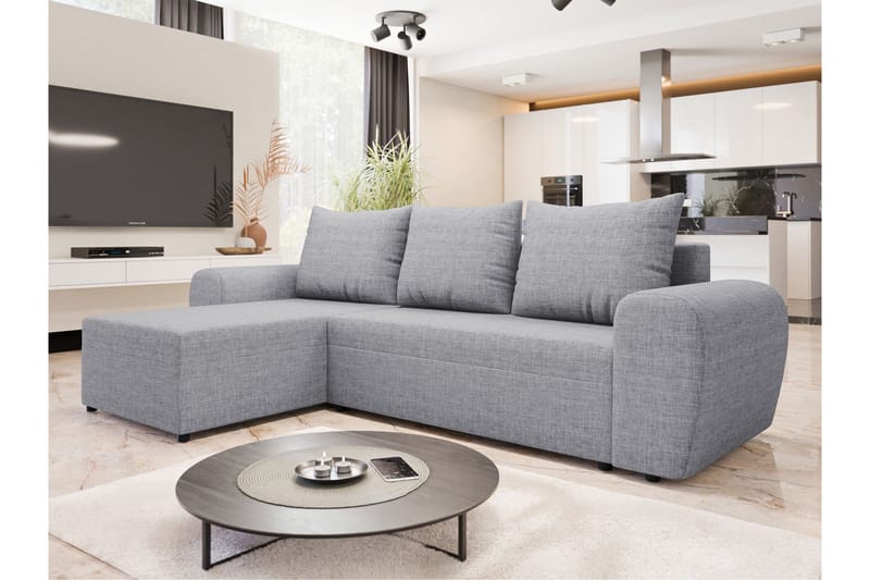 Chameli Sovesofa med Sjeselong 3-seter - Grå - Møbler - Sofaer - Sovesofaer