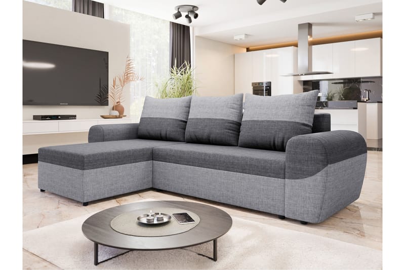 Chameli Sovesofa med Sjeselong 3-seter - Lysegrå / Mørkegrå - Møbler - Sofaer - Sovesofaer