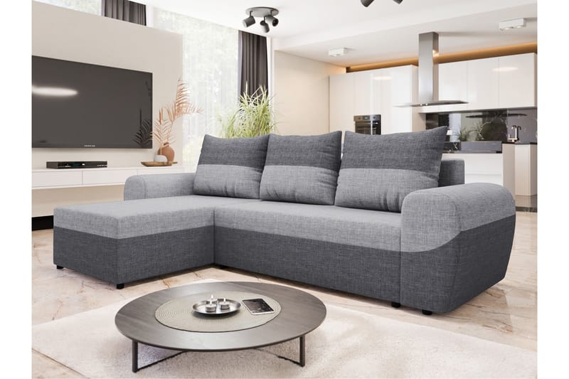 Chameli Sovesofa med Sjeselong 3-seter - Mørkegrå / Lysegrå - Møbler - Sofaer - Sovesofaer