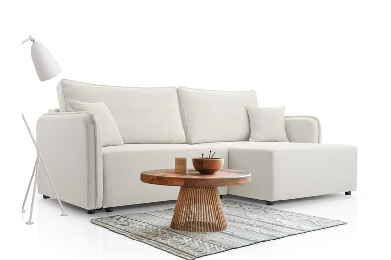 Chandru Sovesofa med Sjeselong 3-seter i Plysj - Beige - Møbler - Sofaer - Sovesofaer