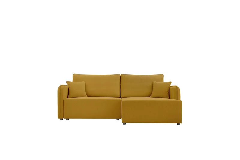 Chandru Sovesofa med Sjeselong 3-seter i Plysj - Gul - Møbler - Sofaer - Sovesofaer