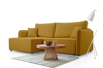 Chandru Sovesofa med Sjeselong 3-seter i Plysj - Gul - Møbler - Sofaer - Sovesofaer