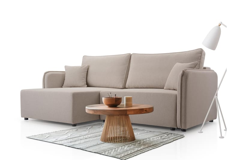 Chandru Sovesofa med Sjeselong 3-seter i Plysj - Grå - Møbler - Sofaer - Sovesofaer