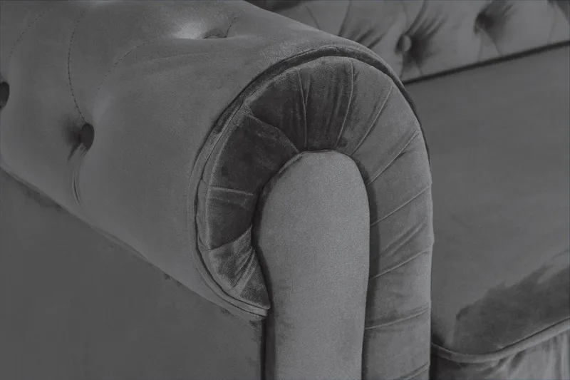 Chesterfield Deluxe 3-seter Fremoverbøyd sovesofa i fløyel - Mørkegrå Fløyel - Møbler - Sofaer - Sovesofaer