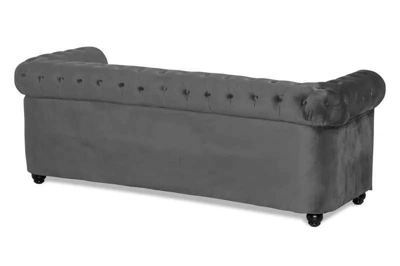 Chesterfield Deluxe 3-seter Fremoverbøyd sovesofa i fløyel - Mørkegrå Fløyel - Møbler - Sofaer - Sovesofaer