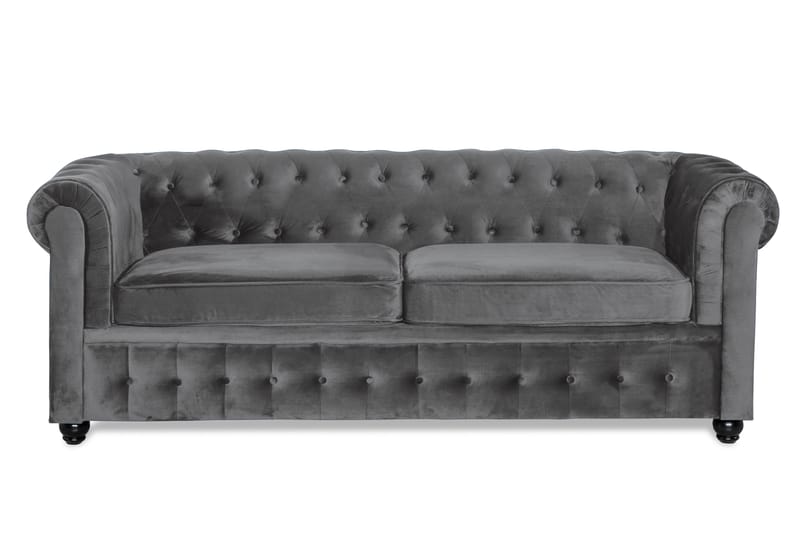 Chesterfield Deluxe 3-seter Fremoverbøyd sovesofa i fløyel - Mørkegrå Fløyel - Møbler - Sofaer - Sovesofaer