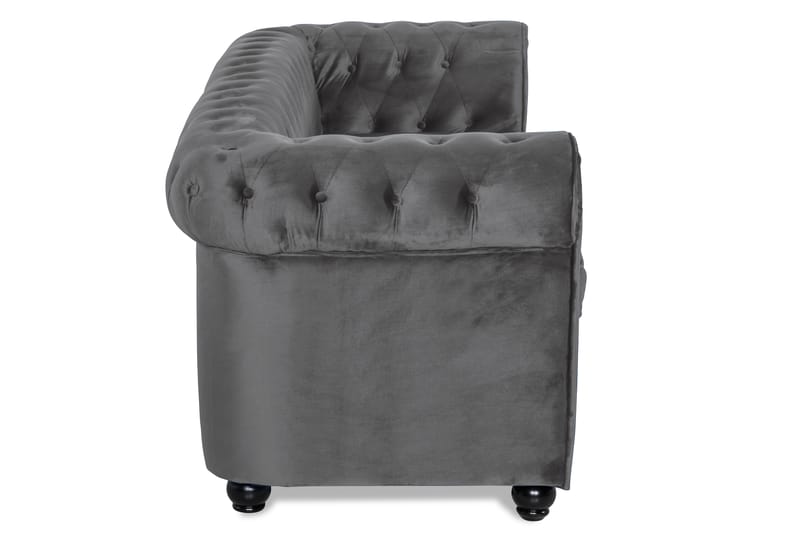 Chesterfield Deluxe 3-seter Fremoverbøyd sovesofa i fløyel - Mørkegrå Fløyel - Møbler - Sofaer - Sovesofaer