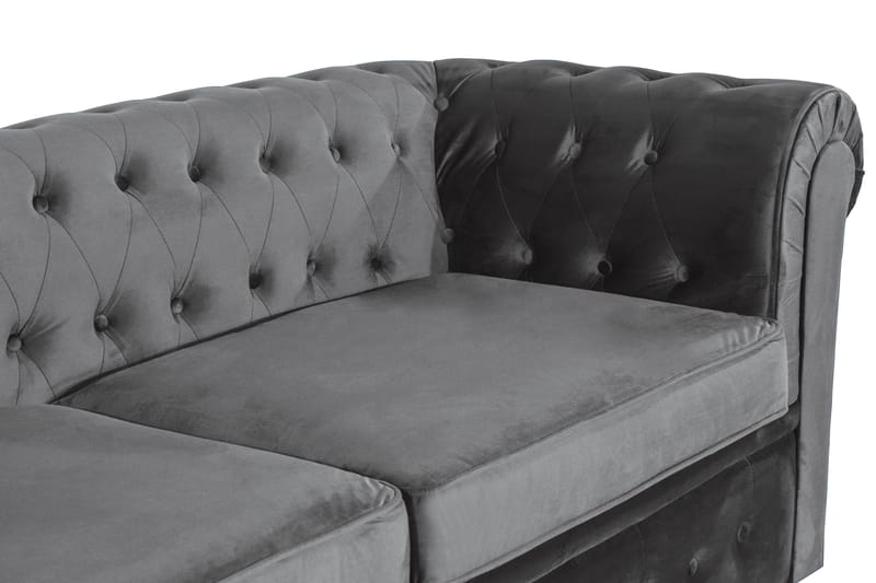 Chesterfield Deluxe 3-seter Fremoverbøyd sovesofa i fløyel - Mørkegrå Fløyel - Møbler - Sofaer - Sovesofaer
