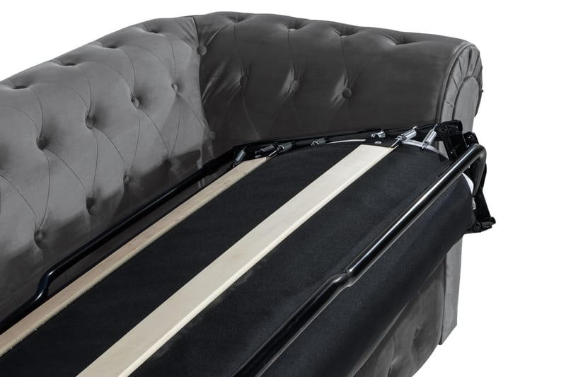 Chesterfield Deluxe 3-seter Fremoverbøyd sovesofa i fløyel - Mørkegrå Fløyel - Møbler - Sofaer - Sovesofaer