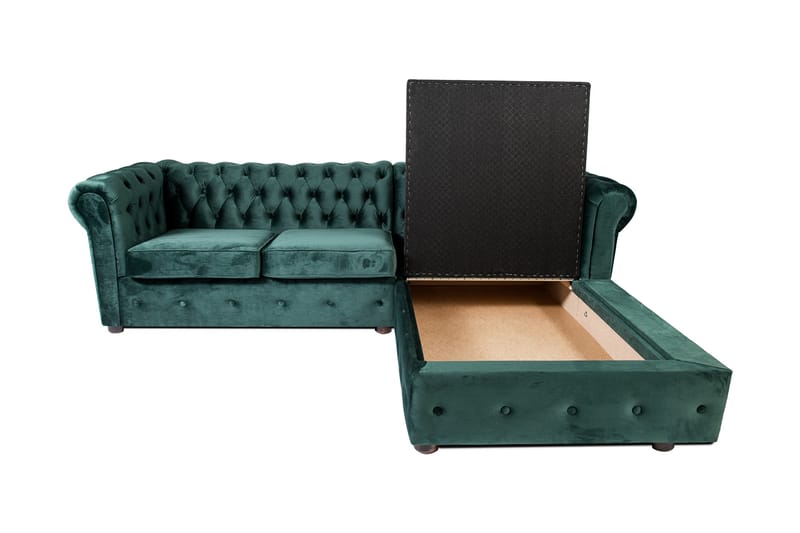 Chesterfield Deluxe Sovesofa 2-seters med Sjeselong - Møbler - Sofaer - Sovesofaer