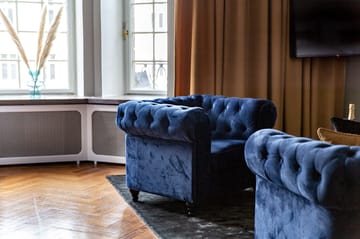Chesterfield Lyx 3-seter Fløyelssofa – Dyp sofa - Blå - Møbler - Sofaer - Sovesofaer