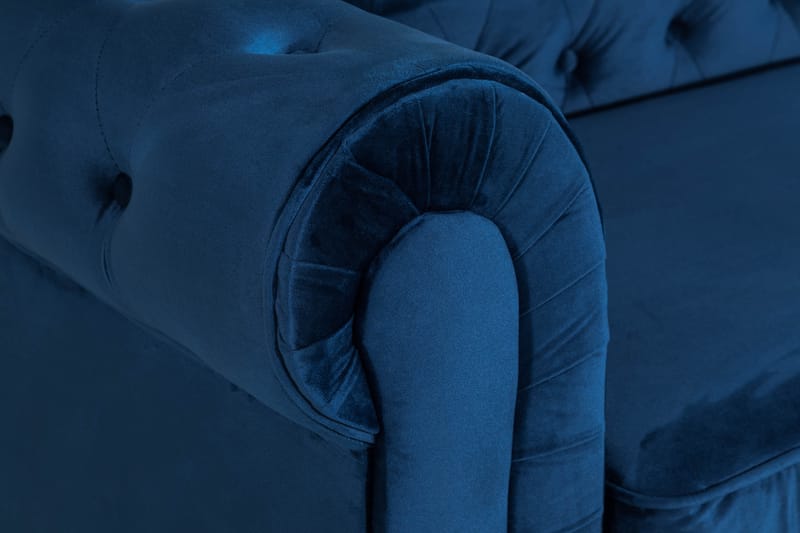Chesterfield Lyx 3-seter Fløyelssofa – Dyp sofa - Blå - Møbler - Sofaer - Sovesofaer