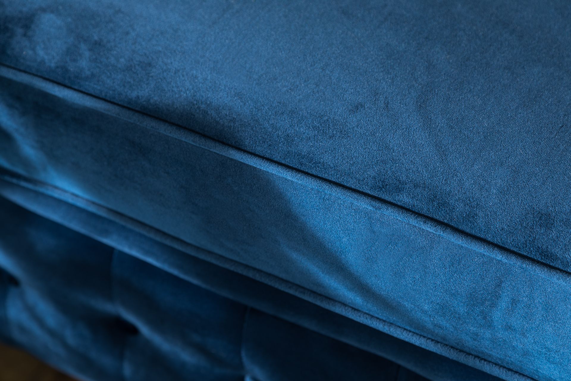 Chesterfield Lyx 3-seter Fløyelssofa – Dyp sofa - Blå - Møbler - Sofaer - Sovesofaer